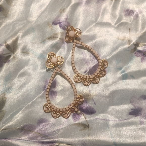 Vintage Kenneth Jay Lane Clip-On Earrings, Pink and Gold - Picture 1 of 5